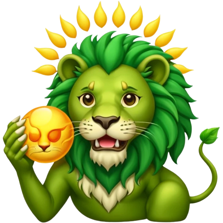 Alchemist style green lion devouring sun emoji