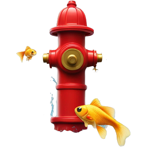 fire hydrant with gold fishes and water emoji