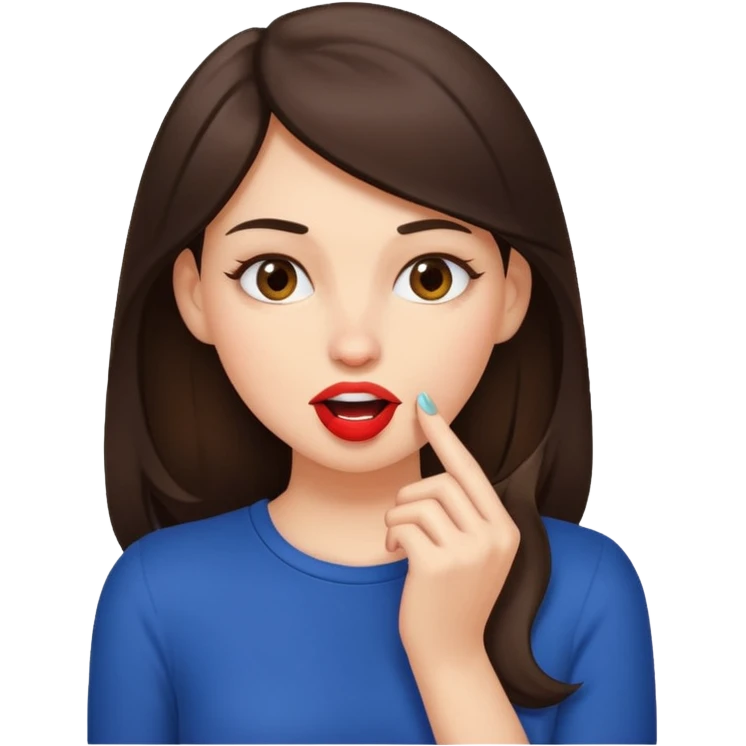 a brunette bites her nail flirtatiously  emoji