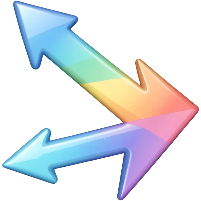 Pastel rainbow arrow pointing left emoji