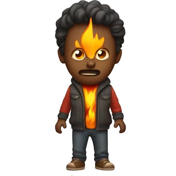 scared man with a flame body and clothes emoji