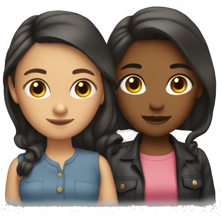 2 girls. Friends. Brunets. Love.  emoji