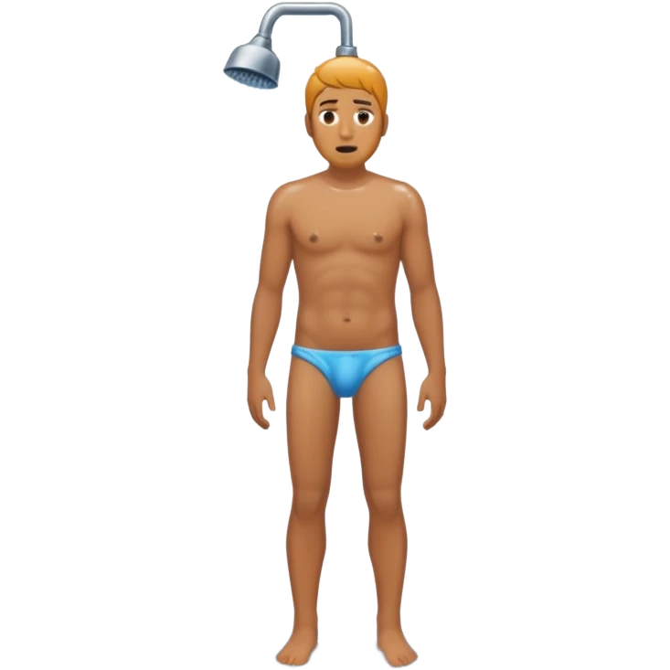 Man in shower full body no underwear emoji