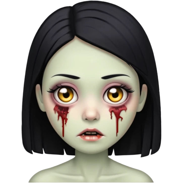 zombie con pelo lacio negro y pestañas cute 🧟‍♀️ emoji