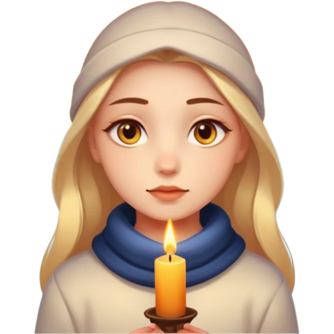 Fantasy human portrait emoji, warm candlelight reflection in eyes, winter evening mood, no extra accessories, emotional minimalism, clean emoji style, male/female variant
 emoji