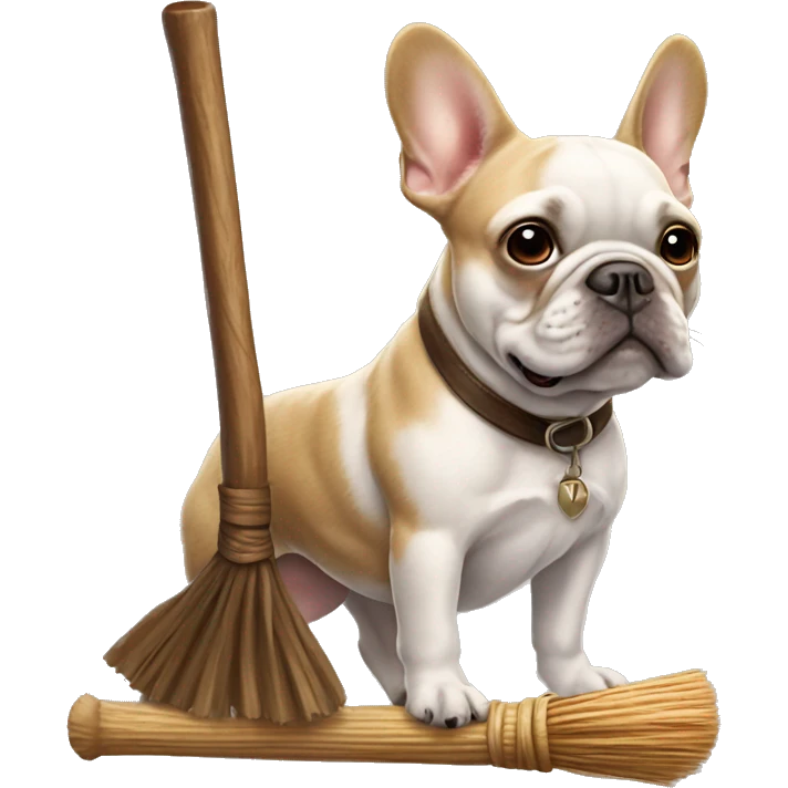 French bulldog riding a broomstick  emoji
