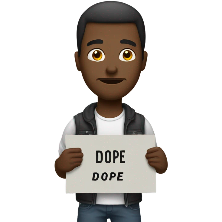 man holding a sign that says dope emoji