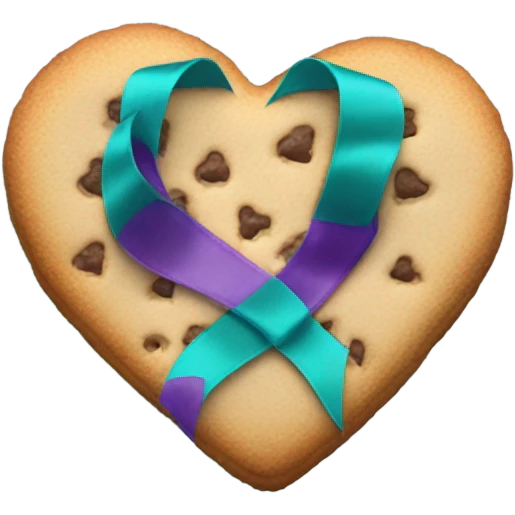 Cookie heart with teal purple support ribbon emoji