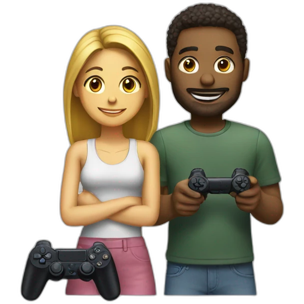 couple with playstation emoji