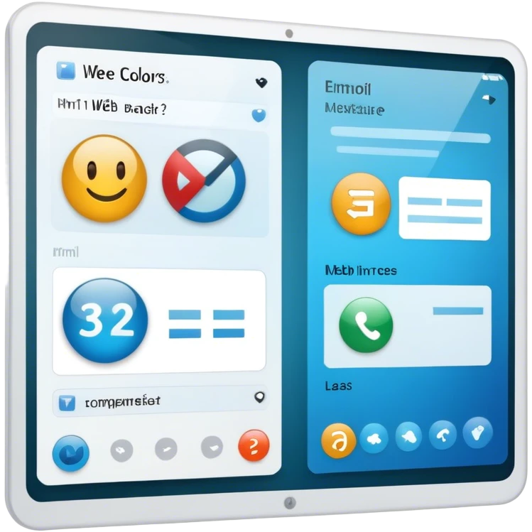 Create an emoji for UX/UI design. Show a program interface with two windows: one displaying HTML code, and the other showing the completed web interface. Use modern, professional colors. Do not include any emojis or smiley faces. Make the background transparent. emoji
