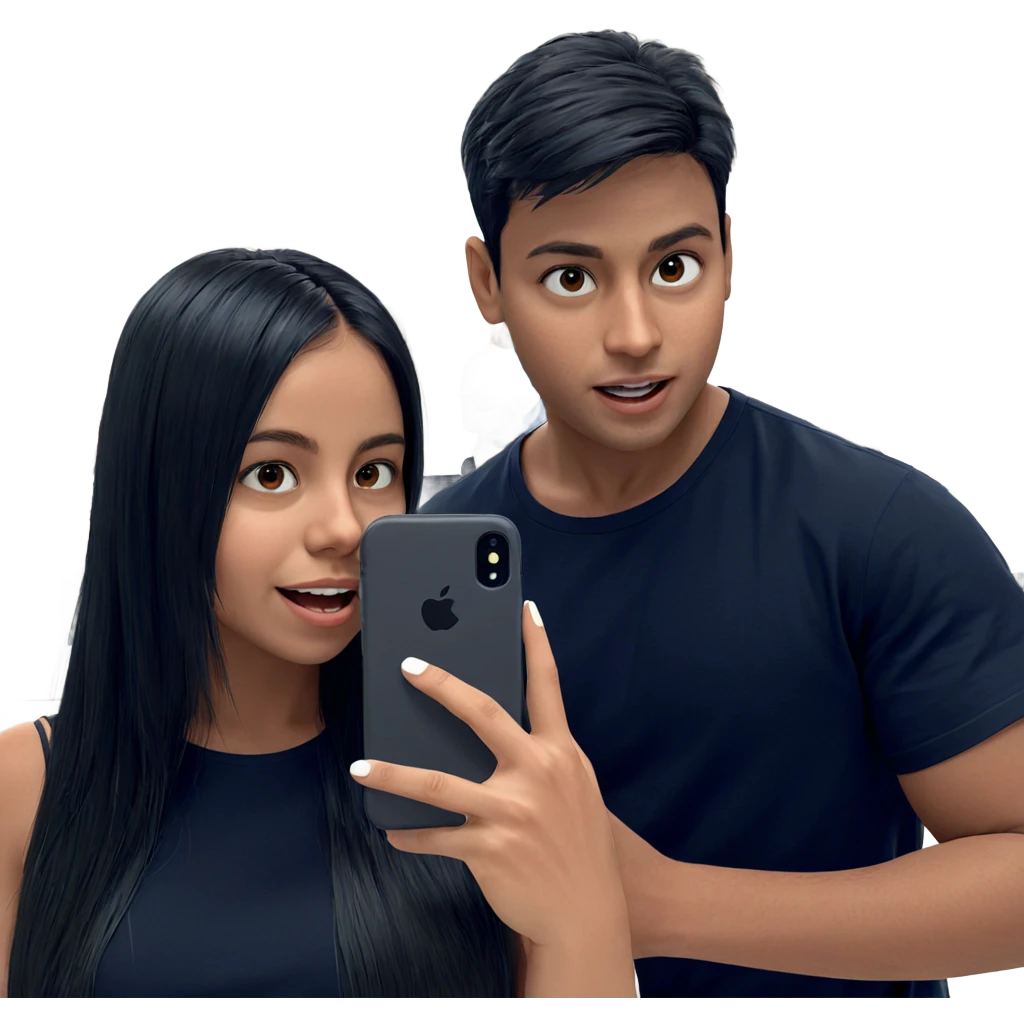 girl with phone and boys emoji
