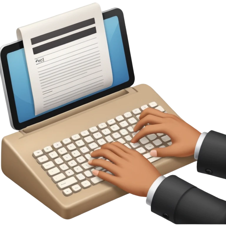 hand checking a document with a keyboard nearby, manual vendor vetting emoji