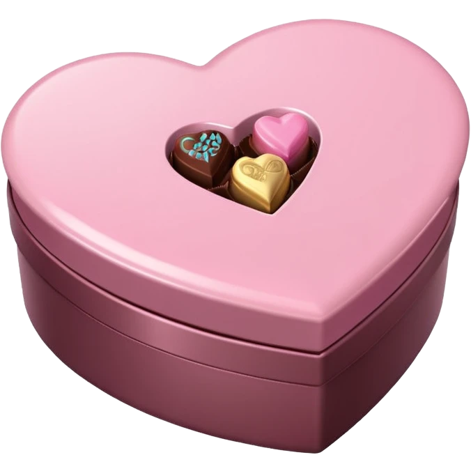 Pastel pink heart shaped box with chocolates in it emoji
