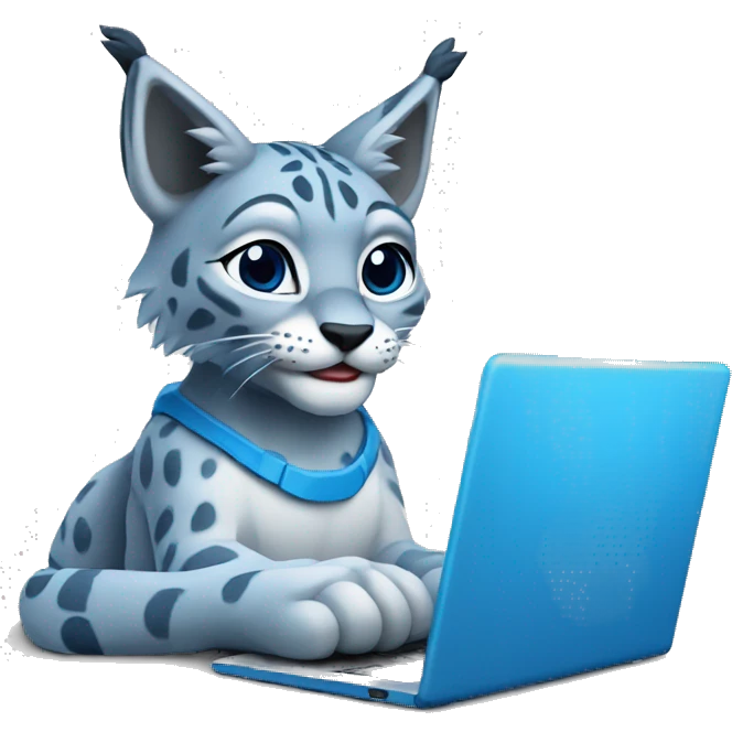 A blue lynx with a laptop emoji