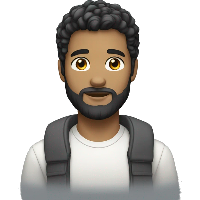 black hair light beard white skin male youth emoji