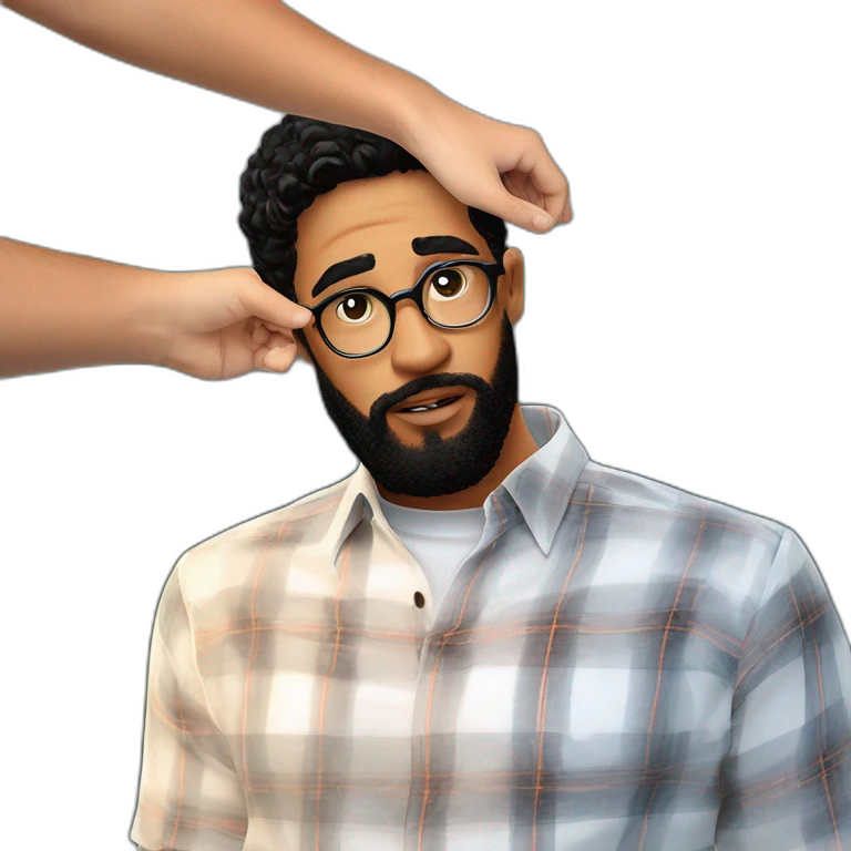 black hair boy holding shirt emoji