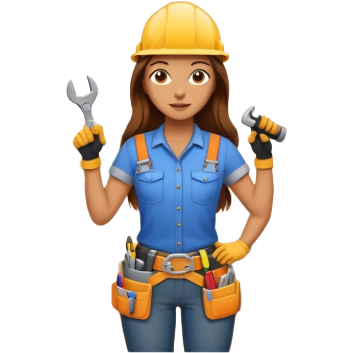 beautiful girl with long brown hair constructing new lounge room area with flat screen tv and couch emoji