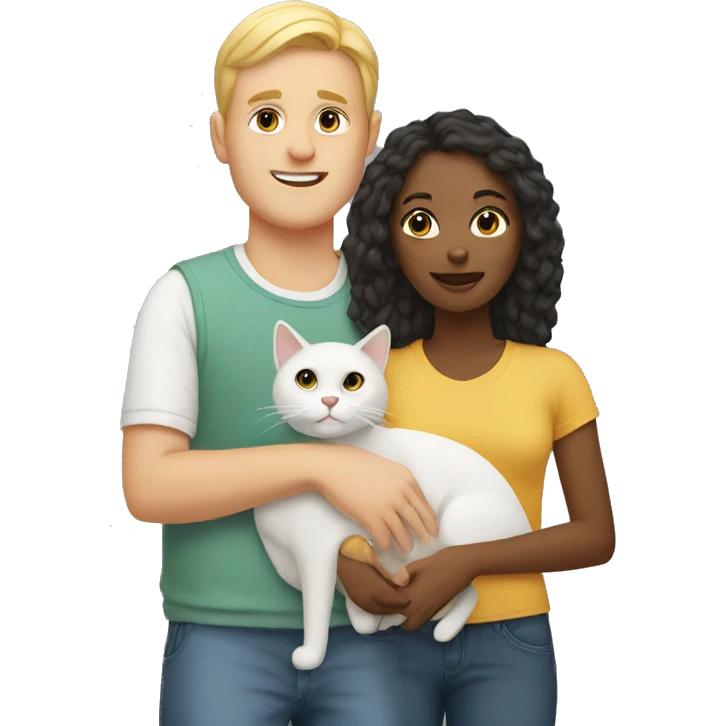 White Family with one cat  emoji
