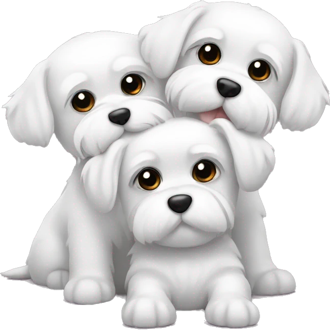 2 Maltese dogs hugging each other  emoji