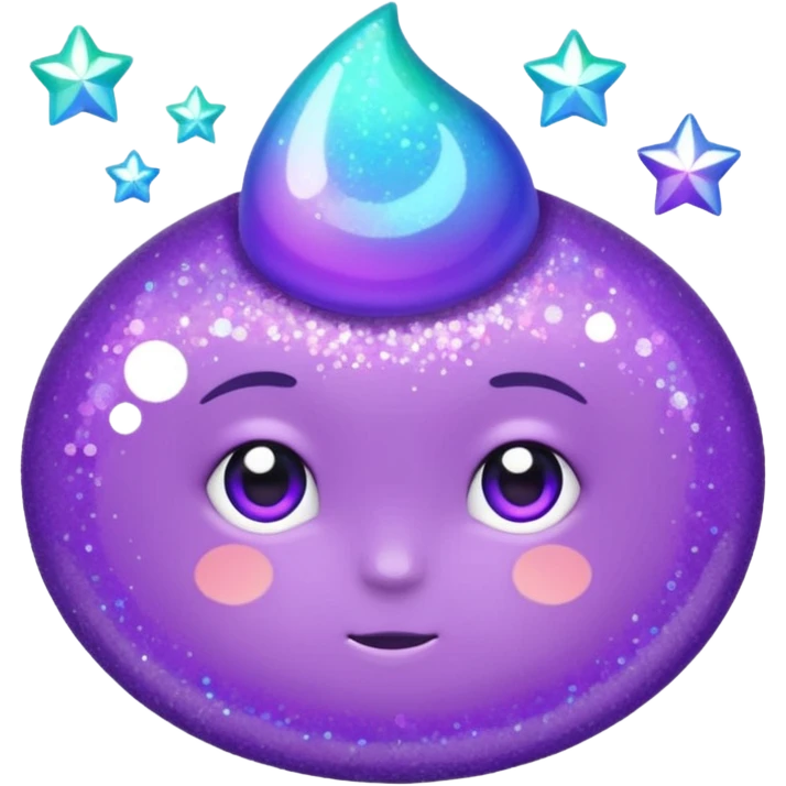 Glitter Purple and Cian bye emoji