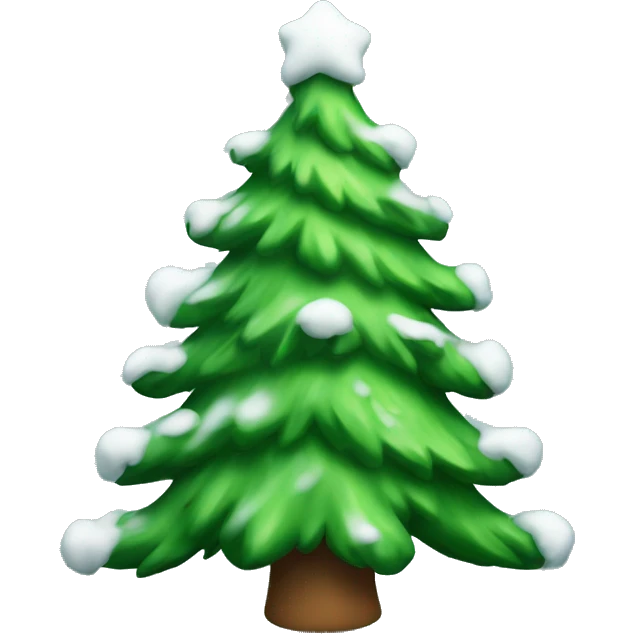 A green Christmas tree with a little snow on it  emoji