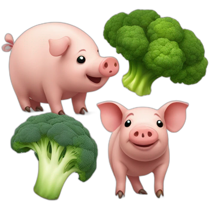 pig armadillo cow centipede insect smoking broccoli surrounded by 420 leaves emoji