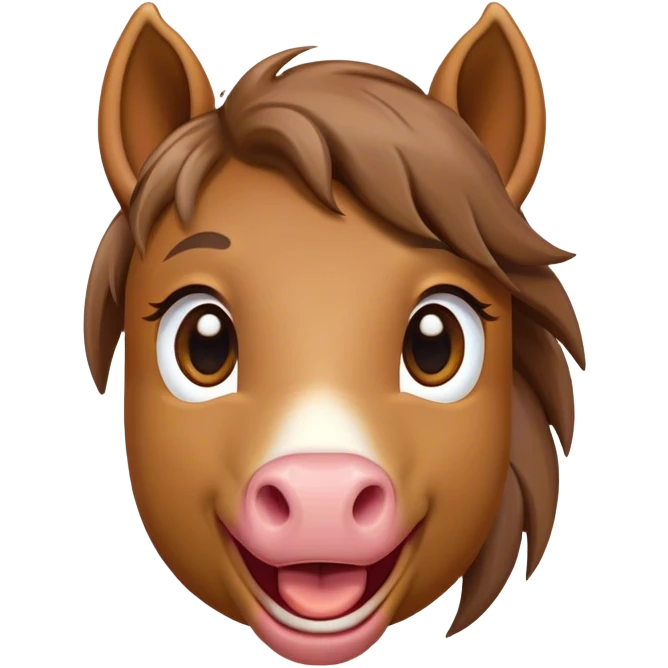 Cinematic Comical Brown Welsh Pony Portrait Emoji, Head tilted dramatically with an exaggeratedly amused expression, featuring a robust, glossy brown color, wide, comically expressive eyes full of playful disbelief, and a subtly animated, perky head, Simplified yet hilariously expressive features, highly detailed, glowing with a slightly sassy earthy glow, high shine, dramatic yet playful, stylized with an air of cheeky equine mischief, soft glowing outline, capturing the essence of a meme-worthy brown Welsh pony that looks ready to trot its way into viral fame! emoji