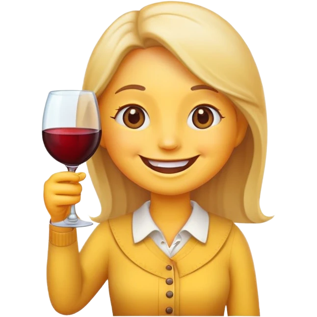 Happy emoji drinking wine emoji
