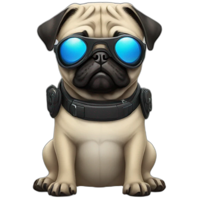 pug with black sunglasses and wearing a cyberpunk suit emoji