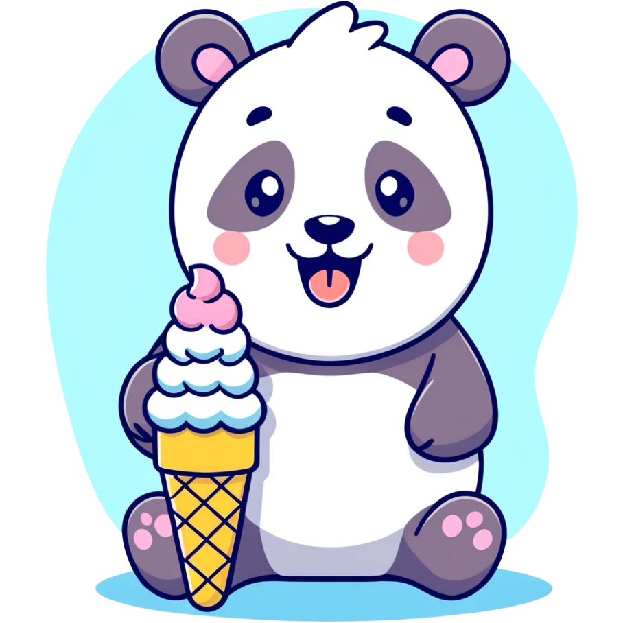 Panda eating ice cream emoji