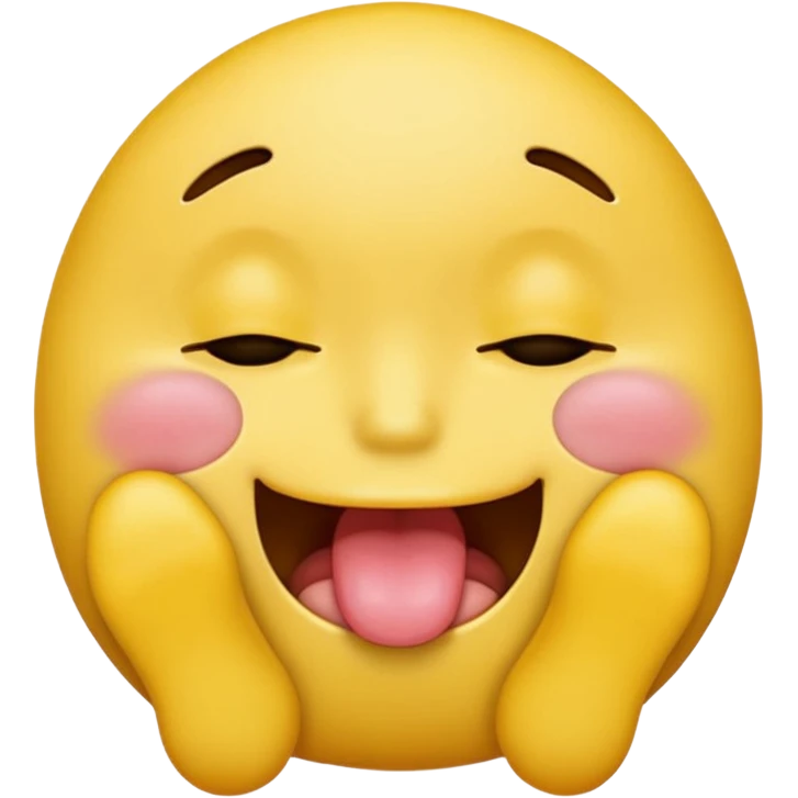 regular faced yellow emoji with feet in mouth and visible tongue peaking through with drool down the feet and the emoji face has closed eyes emoji