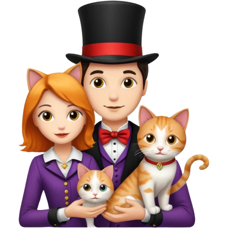 magician couple and their pet cat emoji