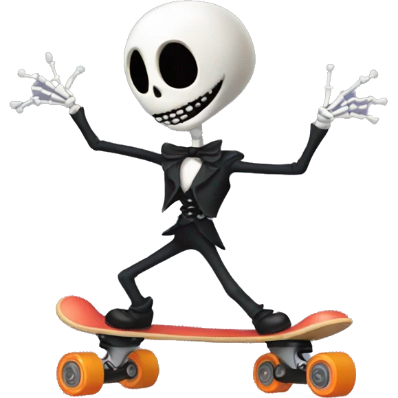 Jack skeleton roller skating emoji