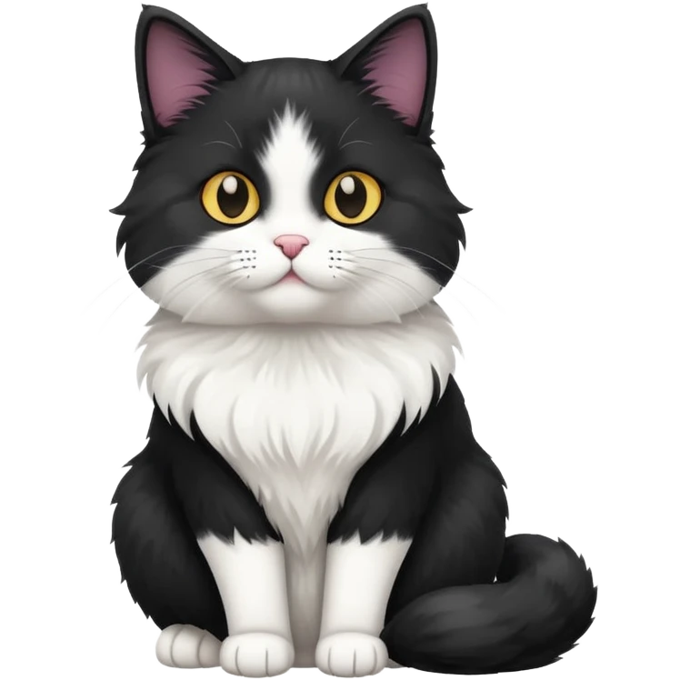 Fluffy black and white cat  emoji