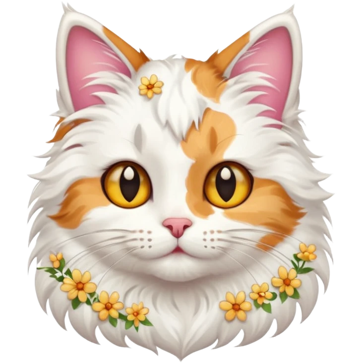 кіт з квітами та зірками emoji