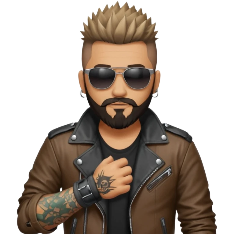 biker gang with sunglass and rugged guy bearded spicks hairin tatoots emoji