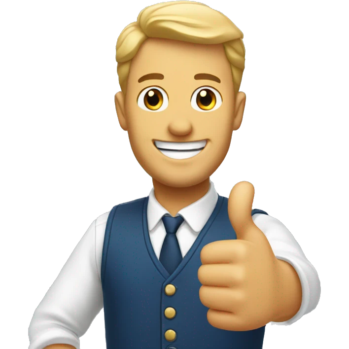 Smiling French man showing thumbs up  emoji