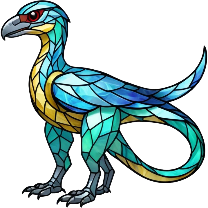 Shiny Futuristic Ethereal Marble-StainedGlass-Fakemon-Pokemon-Digimon-Spectrobes-Raptor-fusion, full body emoji