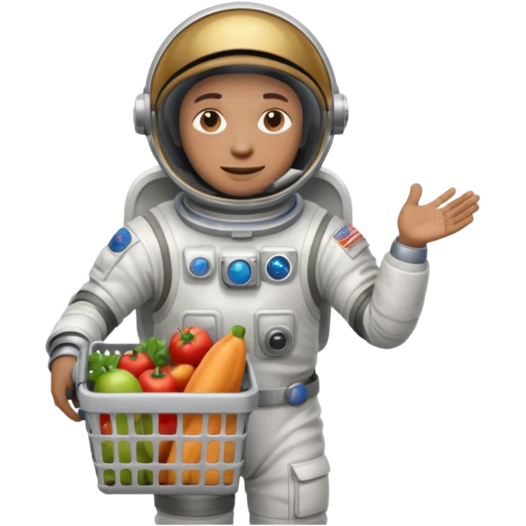 astronauta con canasta para hacer compras vacía emoji