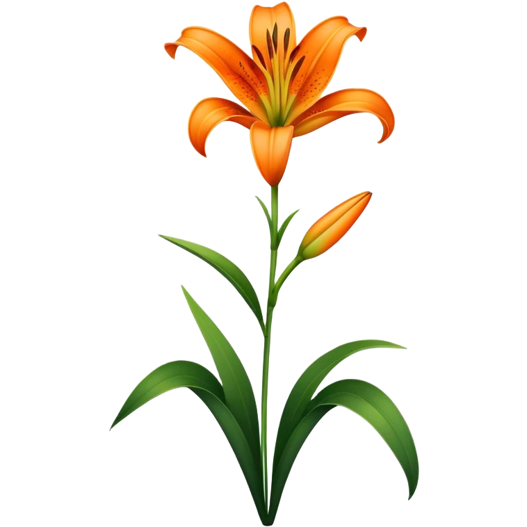 single Vibrant Orange Lily, straight stem emoji