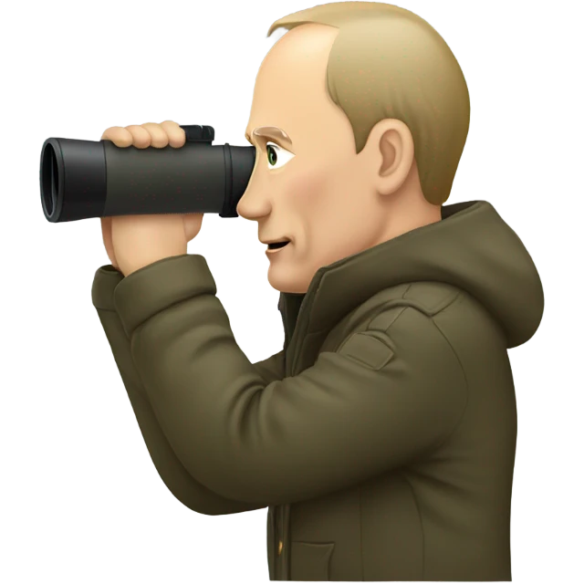 Putin with binoculars, side view emoji