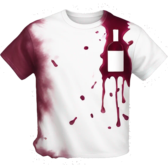 white t-shirt with wine stain emoji