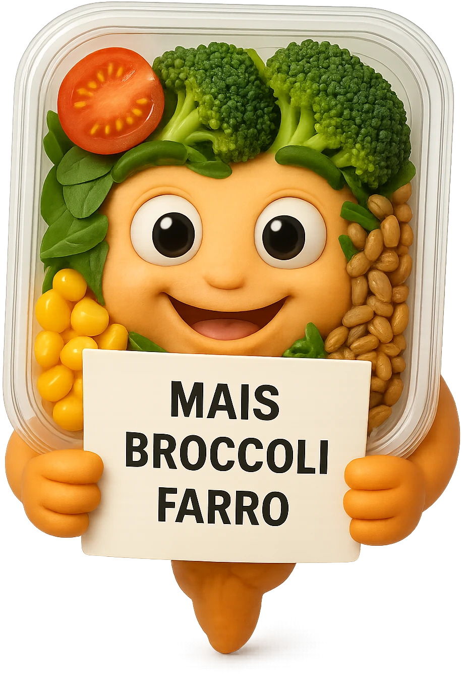 SU QUESTO STILE FAI UN EMOJI STILE IPHONE 3D DI UN INSALATA PRECONFEZIONATA DA SUPERMERCATO CON FOCUS SU ETICHETTA NUTRIZIONALE CON GLI INGREDIENTI IN ITALIANO TIPO: MAIS, BROCCOLI, FARRO, ACCANTO ALL'INSALATA CHE HA IN MANO C'è UN FOCUS SULL'ETICHETTA CON GLI INGREDIENTI SCRITTI, FALLO MOLTO REALISTICO IN 3D emoji