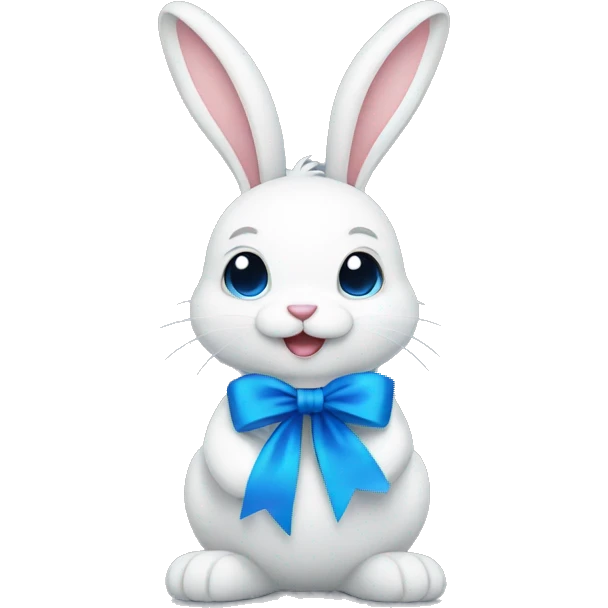 bunny with a blue ribbon  emoji