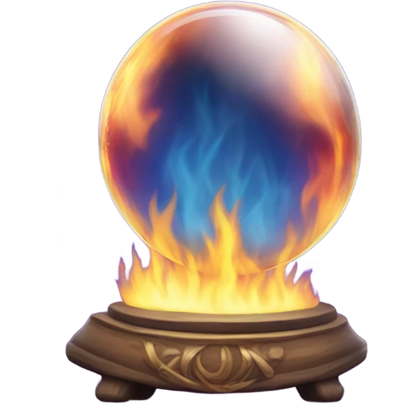 fortune telling ball in fire emoji