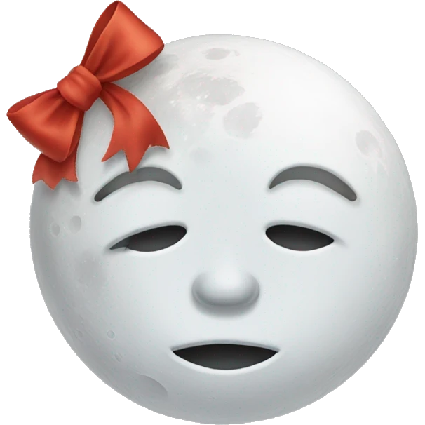 White moon face with bow on its right side emoji