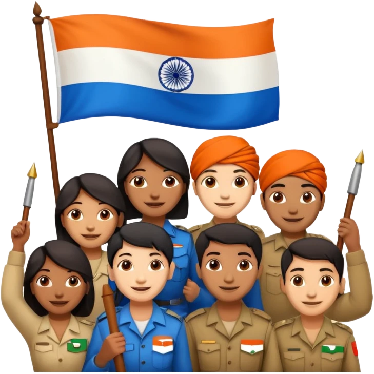 Indian Freedom fighters with the indian flag emoji