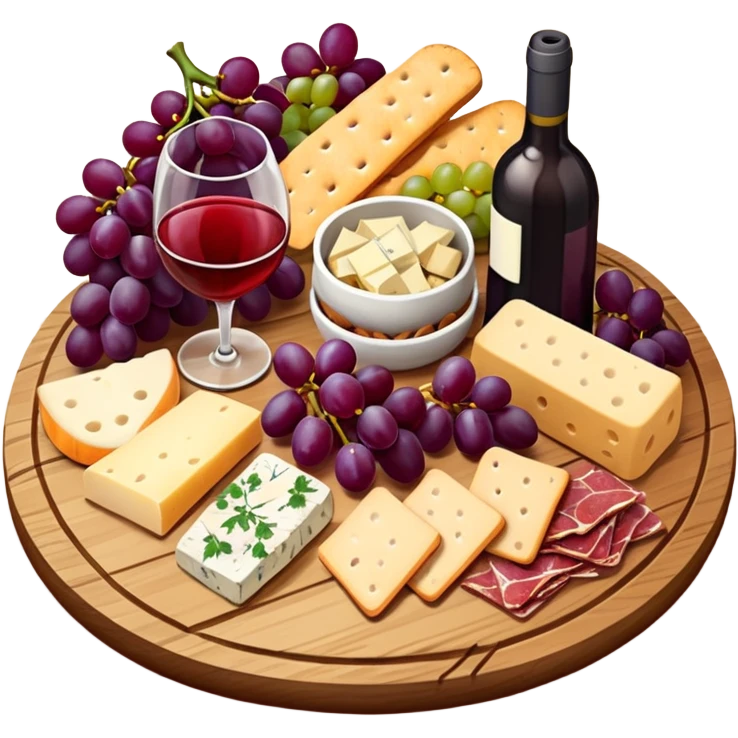 charcuterie board with wine emoji