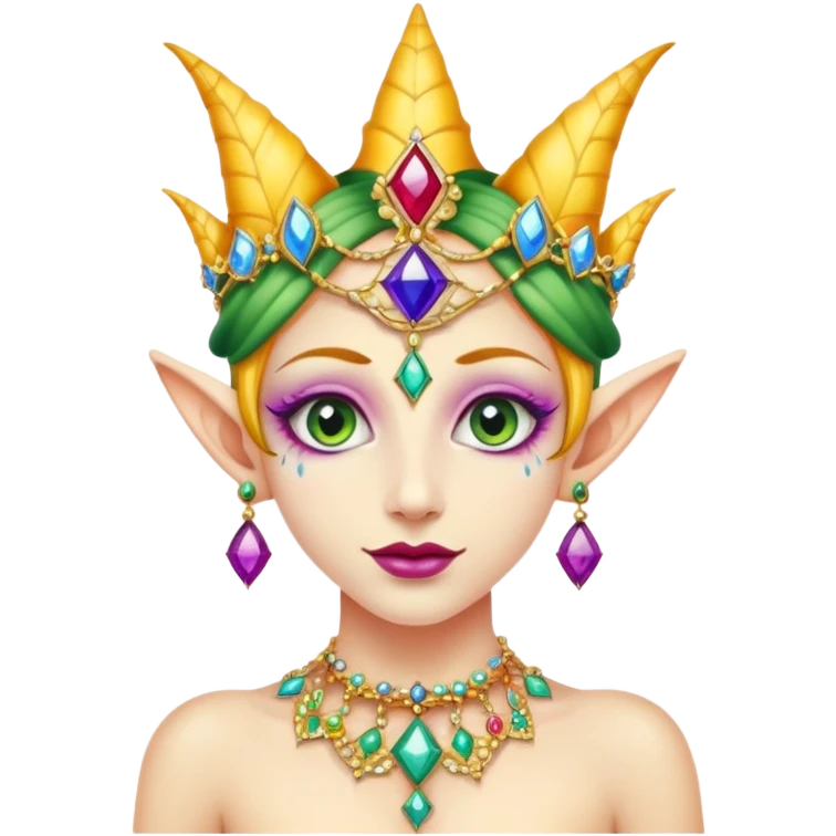 Fairy jester celebrating life with jewels third eye emoji