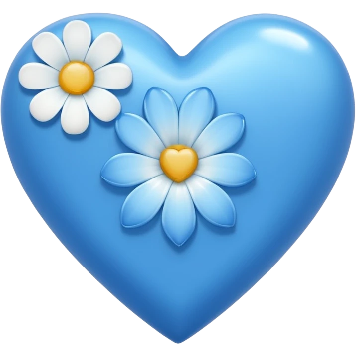 blue heart with one white flower outside emoji